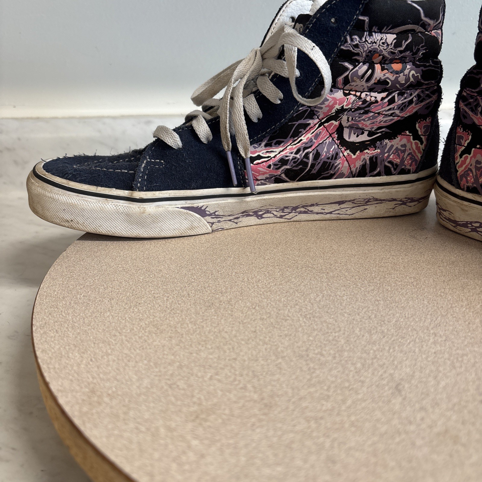 VANS Off The Wall Graphic High Top Skate Sneakers Navy Suede Men’s Sz 8