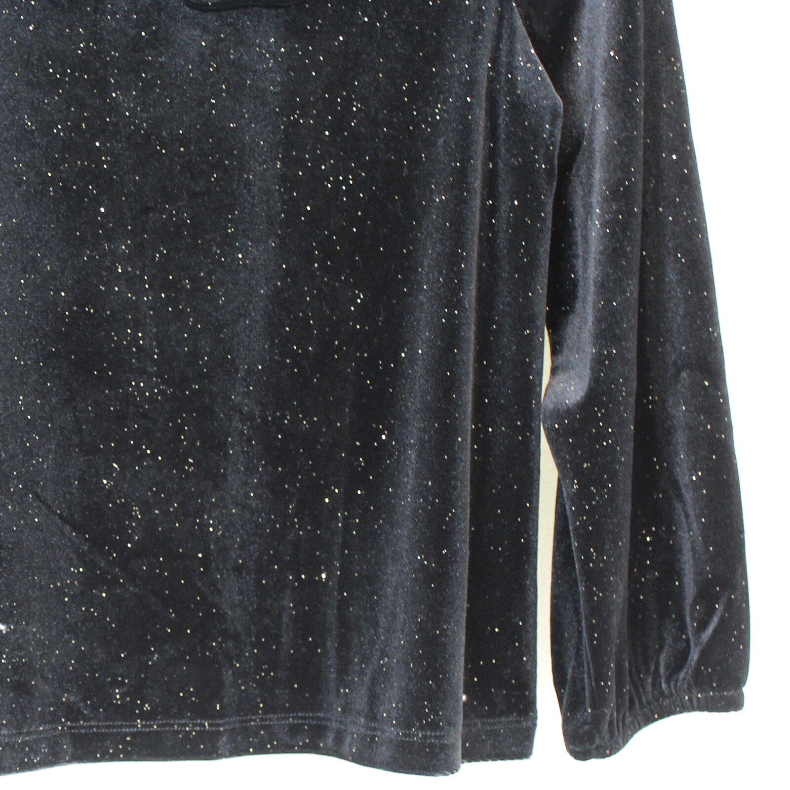 J.Crew Crewcuts Girls BLACK Sparkly Velvet Ruffle Neck Long Sleeve Top Size 6-7