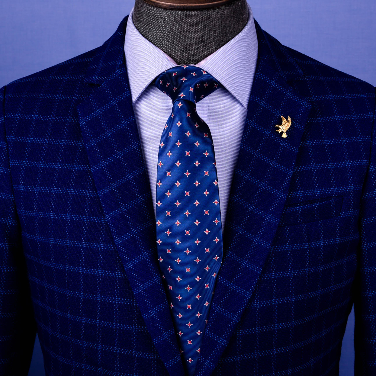 Red Stars Blue Classic Tie 9cm Necktie Formal Business Dress Standard Accessory