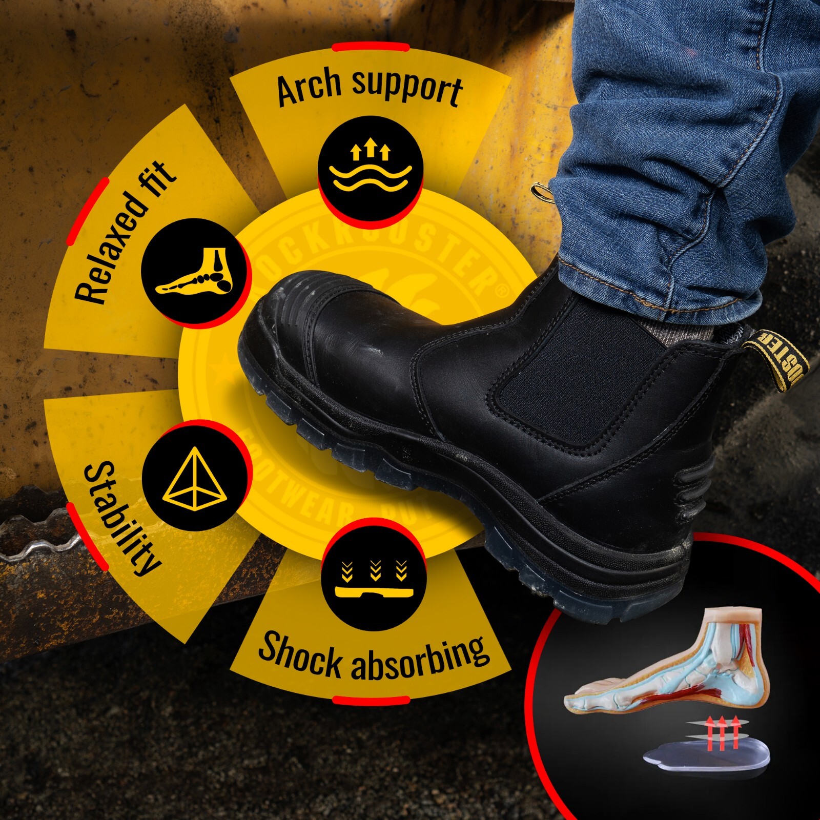 ROCKROOSTER Work Boots 6 inch Steel Toe, Slip On Safety Oiled Leather Shoes