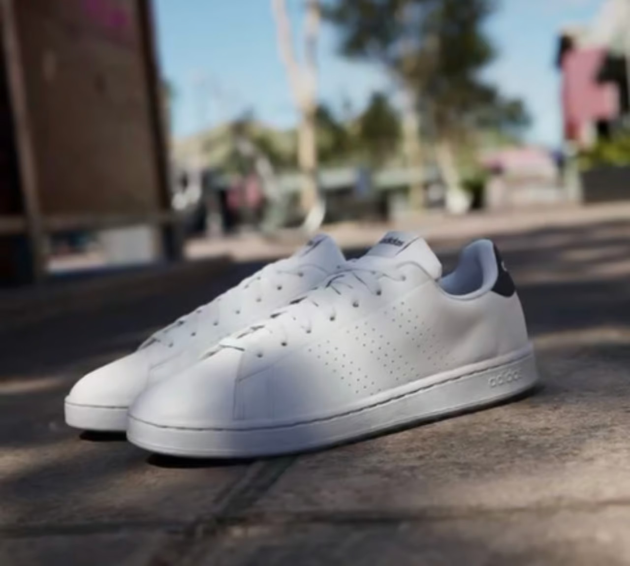 Adidas Mens Classic Casual Old School Advantage Sneaker Shoes White/Navy GZ5299