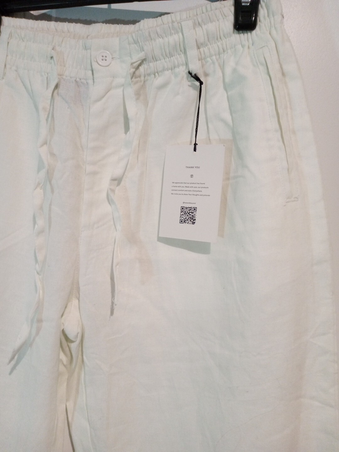 Hat and Beyond Relaxed Linen Cotton Pants, Women’s Size L White NWT
