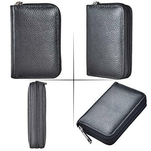 Easyoulife Genuine Leather Credit Card Holder Zipper Wallet With 26 Card Slots