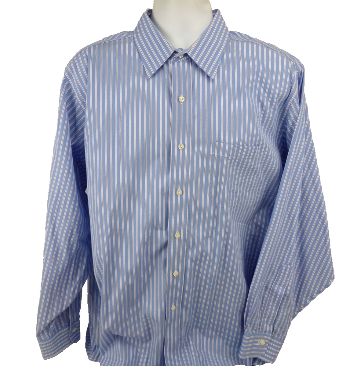 Brooks Brothers 1818 Dress Shirt 18 -35 Blue Striped Traditional Fit Button Up