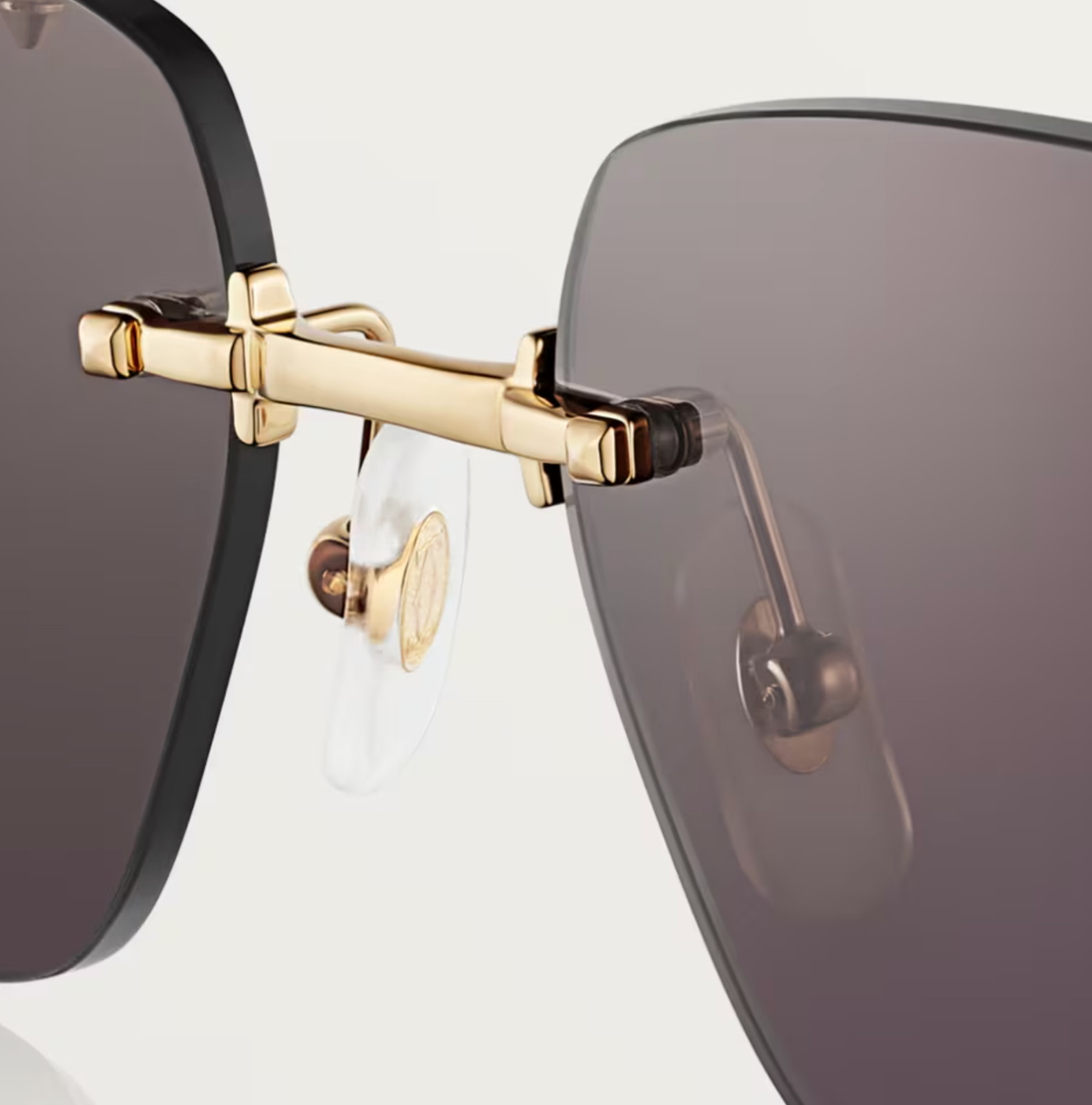 Cartier CT0545S Square Gold/Gray 58 mm Rimless Women’s Sunglasses