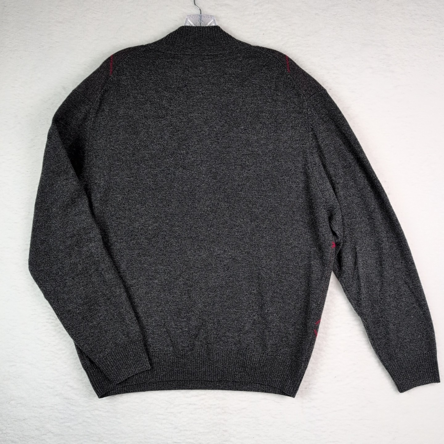 Jos A Bank Men’s Large Lambswool Polo Sweater Argyle Gray Red Outdoor Preppy