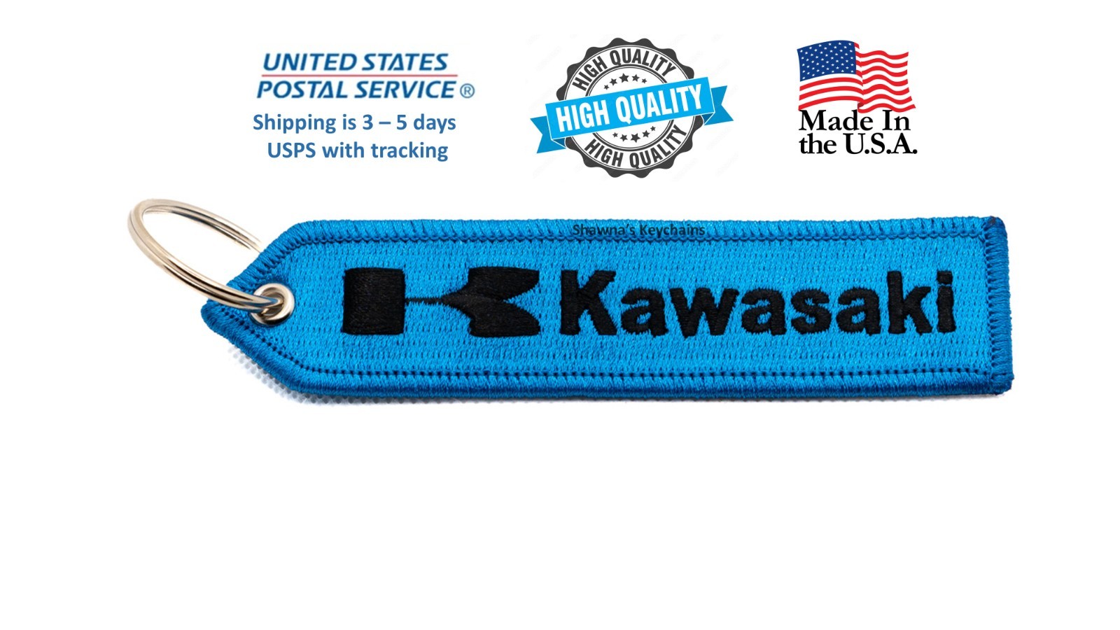 KAWASAKI Double Sided Keychain Patch High Quality Fabric Key Fob Moto keychain