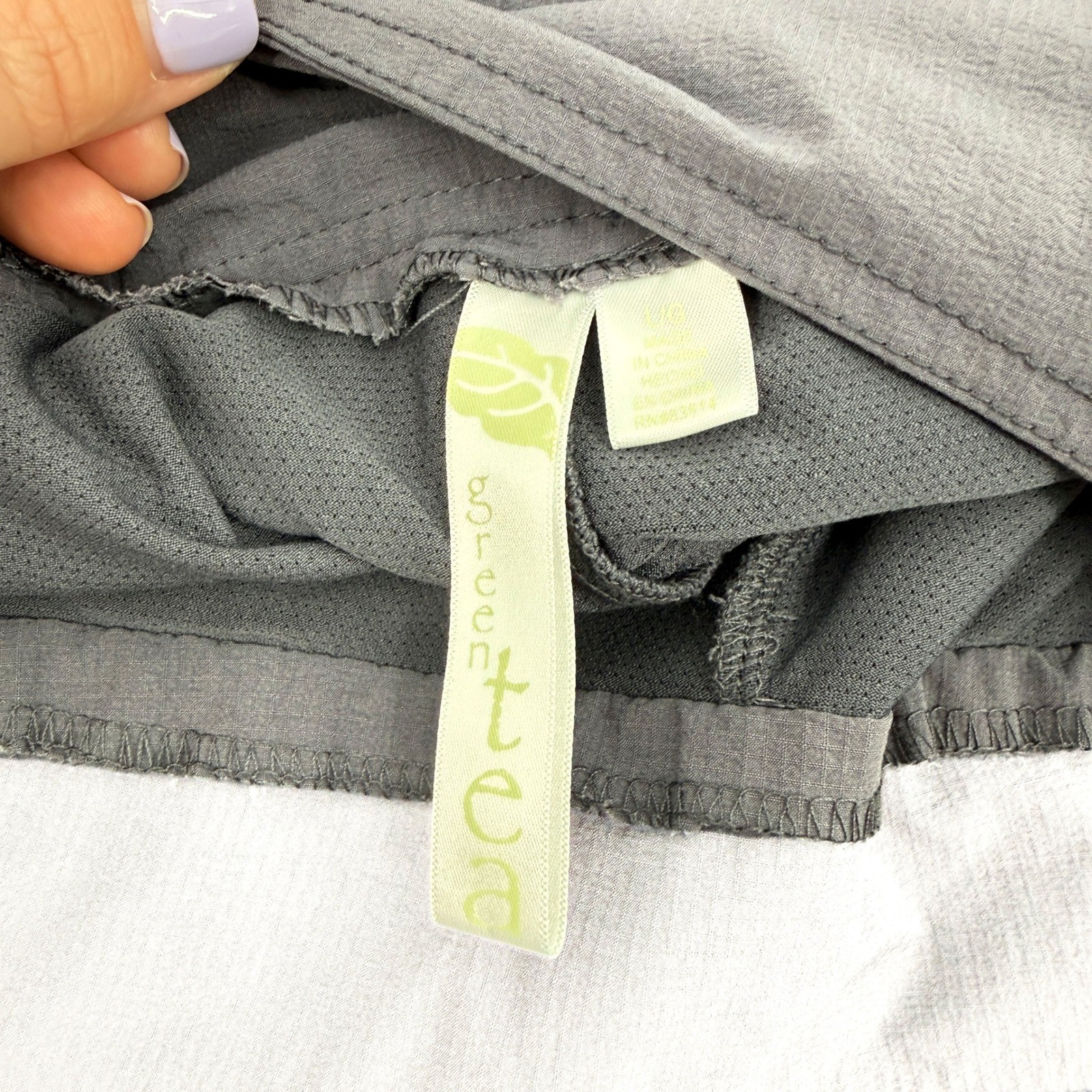 Green Tea Skort Women Large Gray Active Drawstring Hiking Athletic Performance