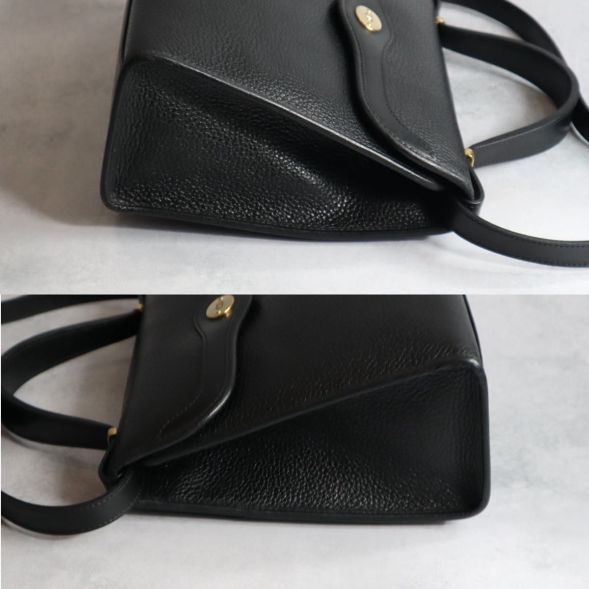 Christian Dior Vintage Flap Shoulder Bag Black Grain Leather