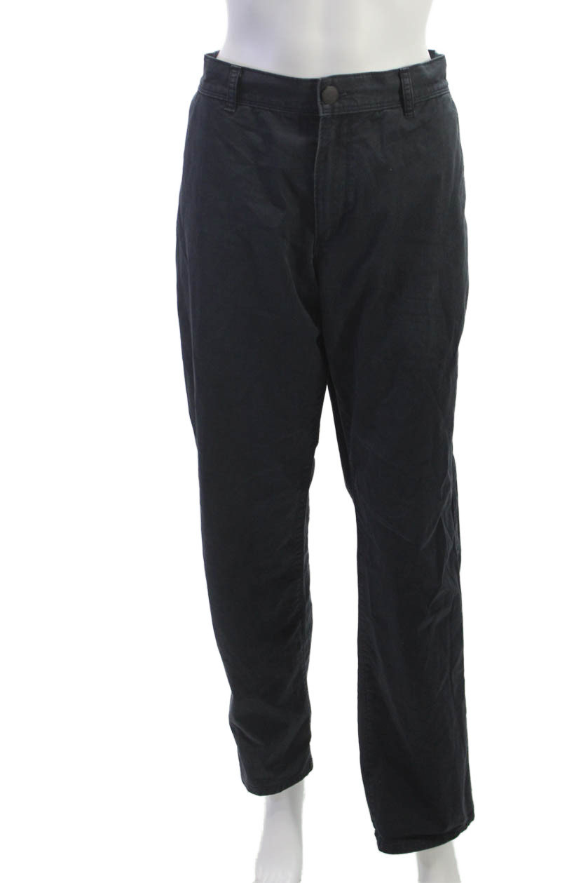 Theory Mens Black Chino Pants Button Closure 97% Cotton 3% Elastane Size 36