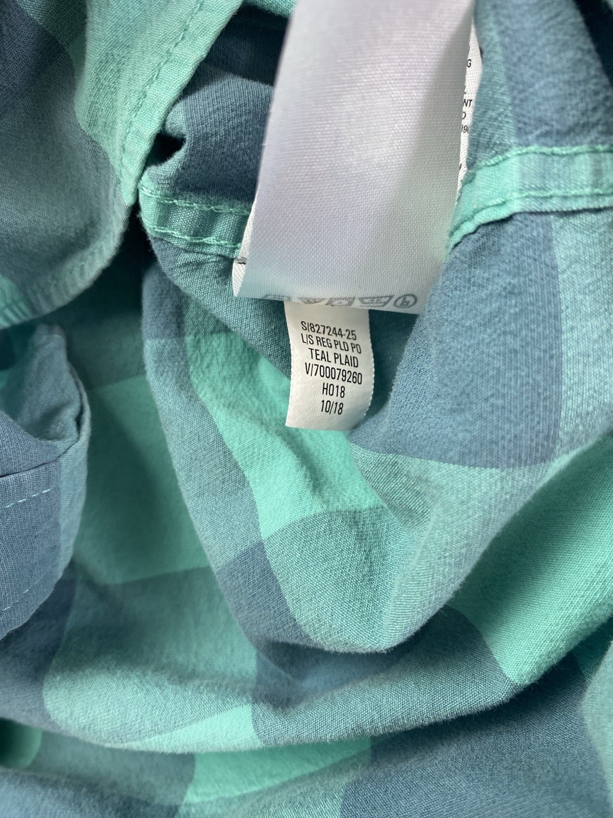 Old Navy Teal/Blue/Green Plaid Button Down Shirt Mens Regular Sz L
