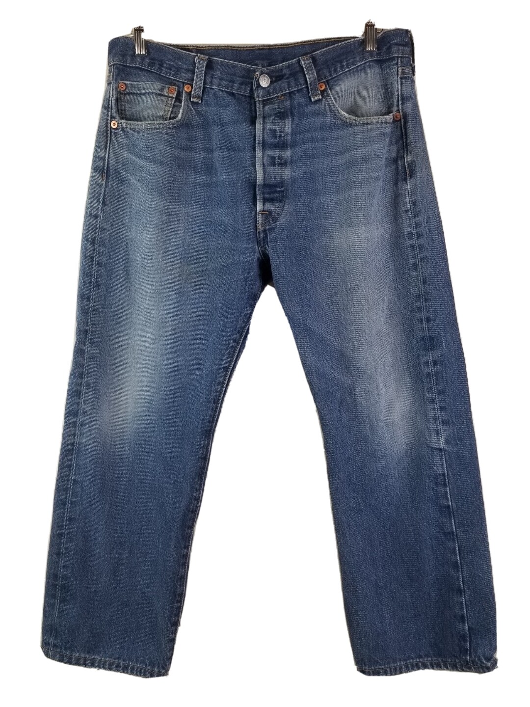 Levi’s 501 Men Jeans 35×30 Denim Button Fly Straight Leg Distressed Broken In