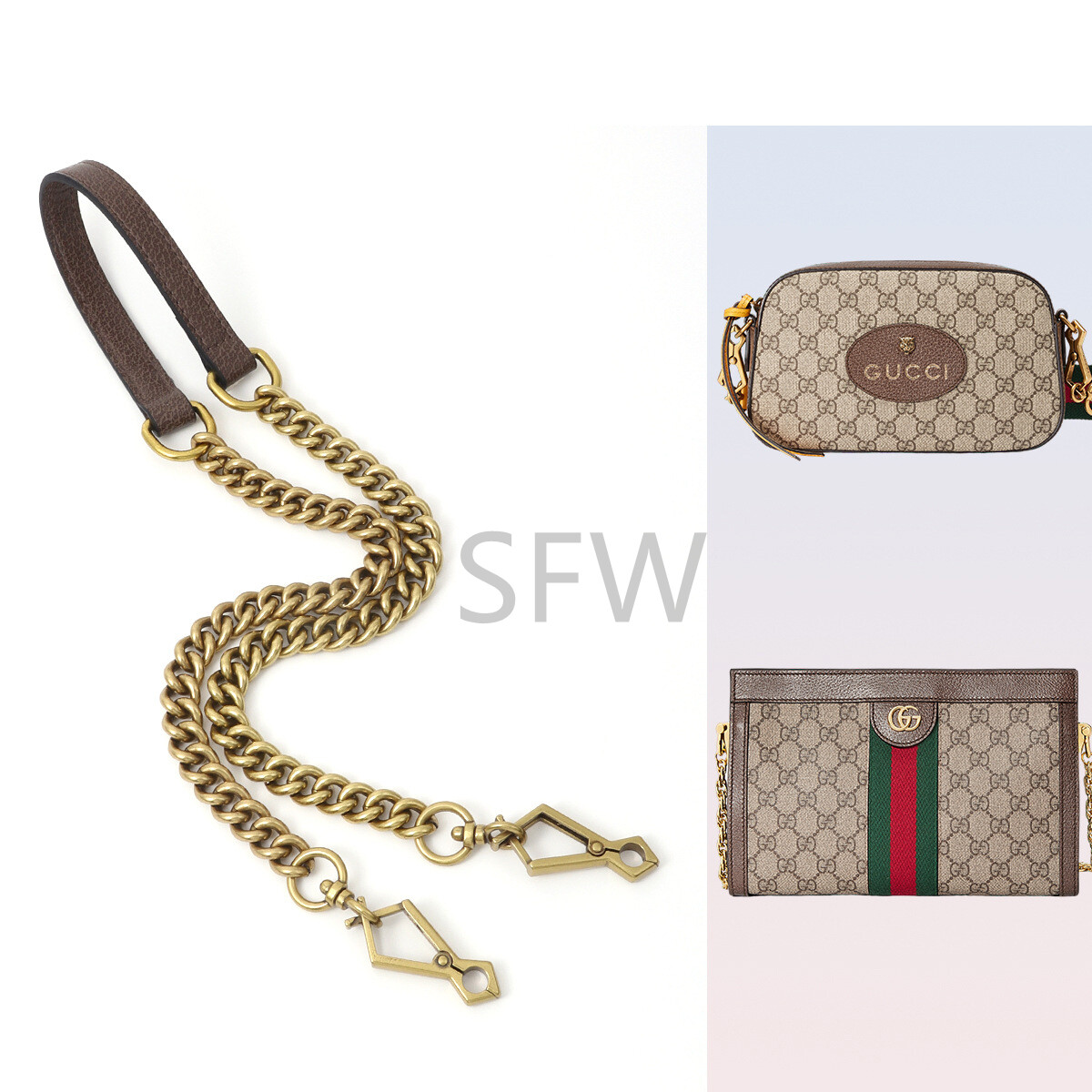 60-120cm Leather + Metal Replacement Crossbody Shoulder Strap For Gucci Ophidi