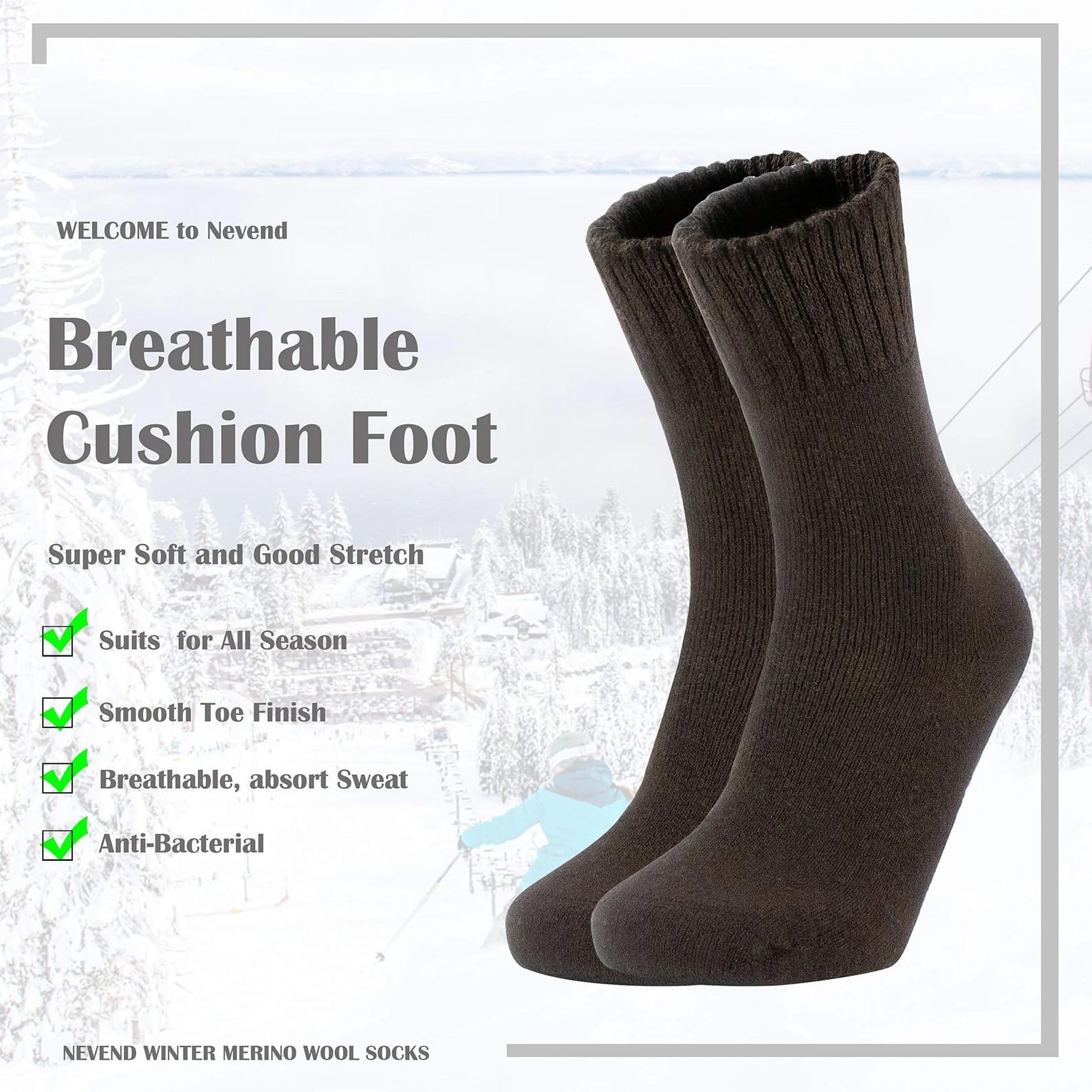 6 Pairs Men Womens Merino Lambs Wool Thermal Socks Heavy Duty Winter Warm Socks