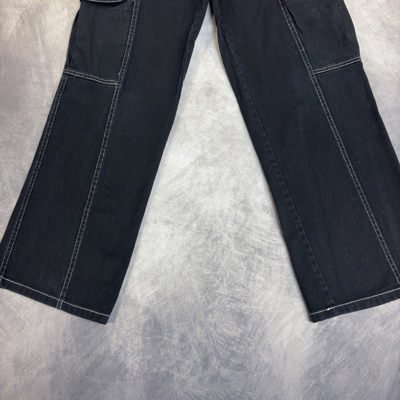 RSQ Cargo Pants Womens Small Black Contrast Stitch Y2K Wide Leg