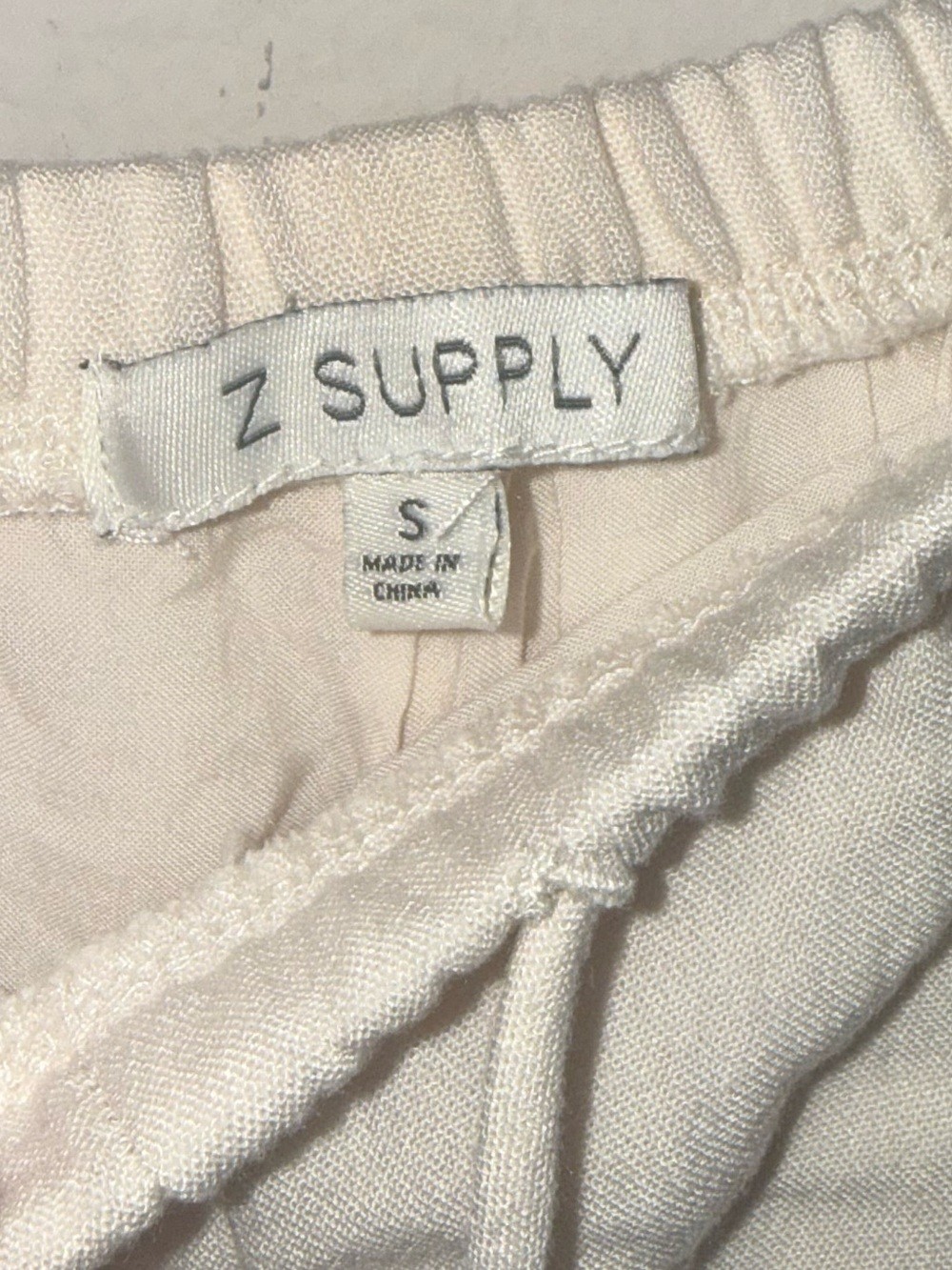 Z Supply Ivory Cream Drawstring Wide Leg Pants Small Coastal Resort Vacation
