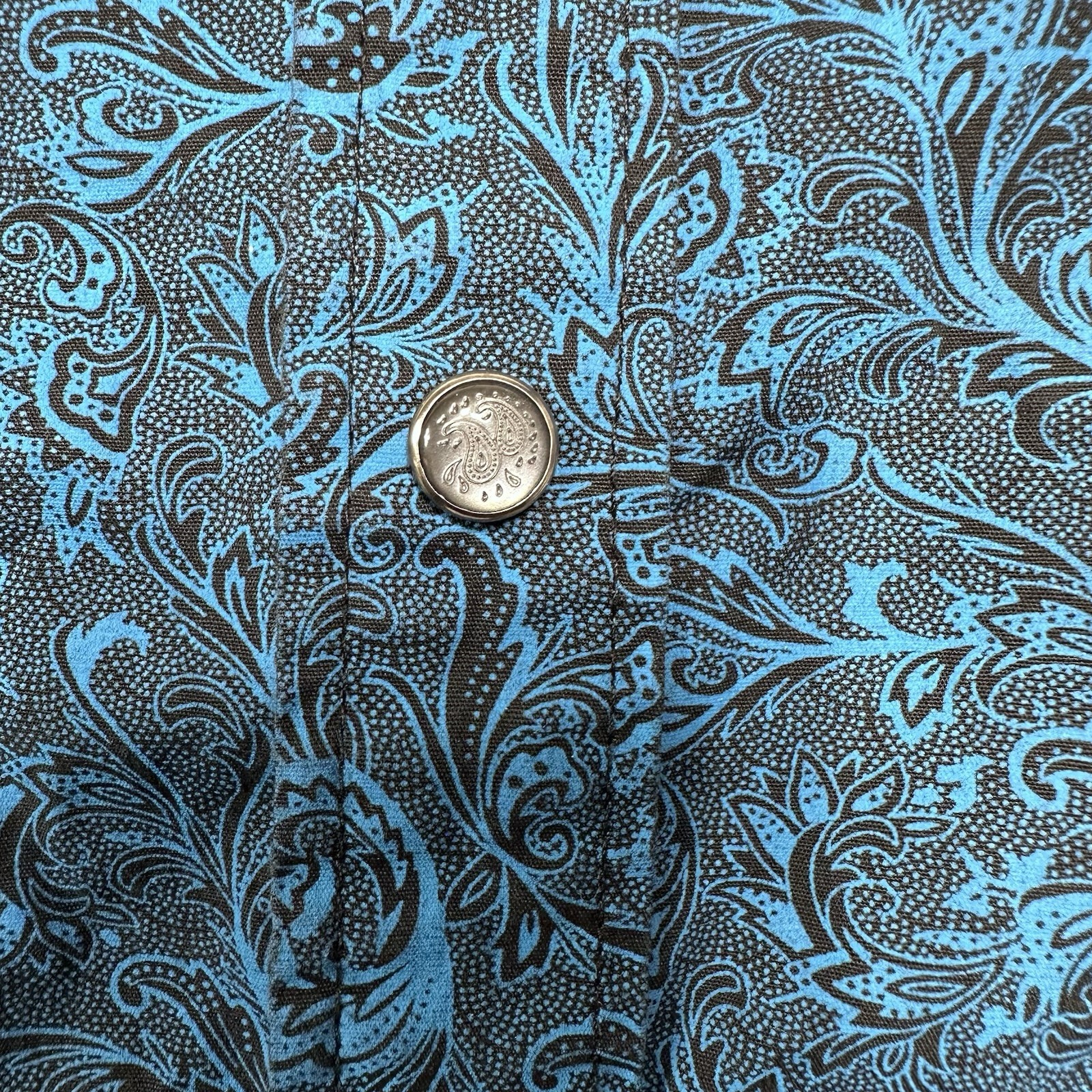 Moon Shine Spirit Satanta Paisley Western Snap Shirt Teal Blue/Black Size Large
