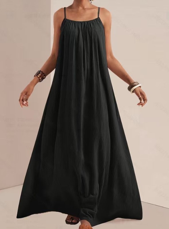 Summer Casual Wide Swing Hem Sleeveless Long Dress Relaxed Fit Floor Length Vaca