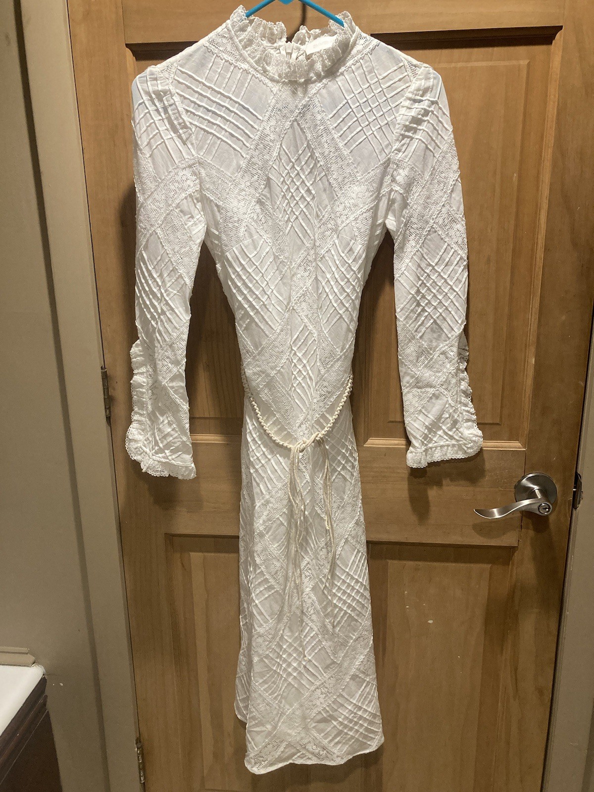 Zimmermann 0 Small Maxi Dress Lace Ruffle Long Sleeves NO LINING