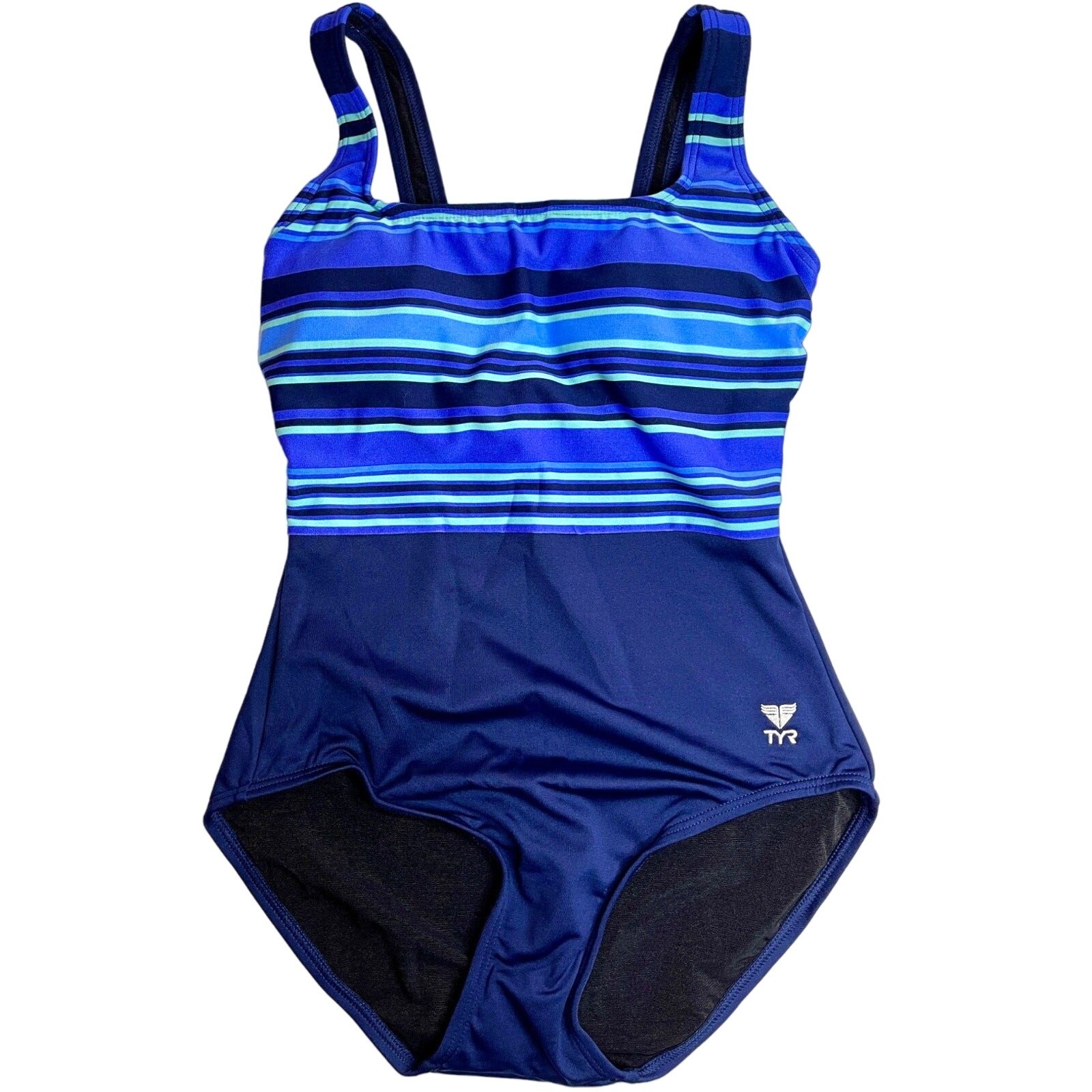 TYR Women DELRAY Aqua ControlFit 1pc SwimSuit – Navy Turquoise – Size 8 – $80