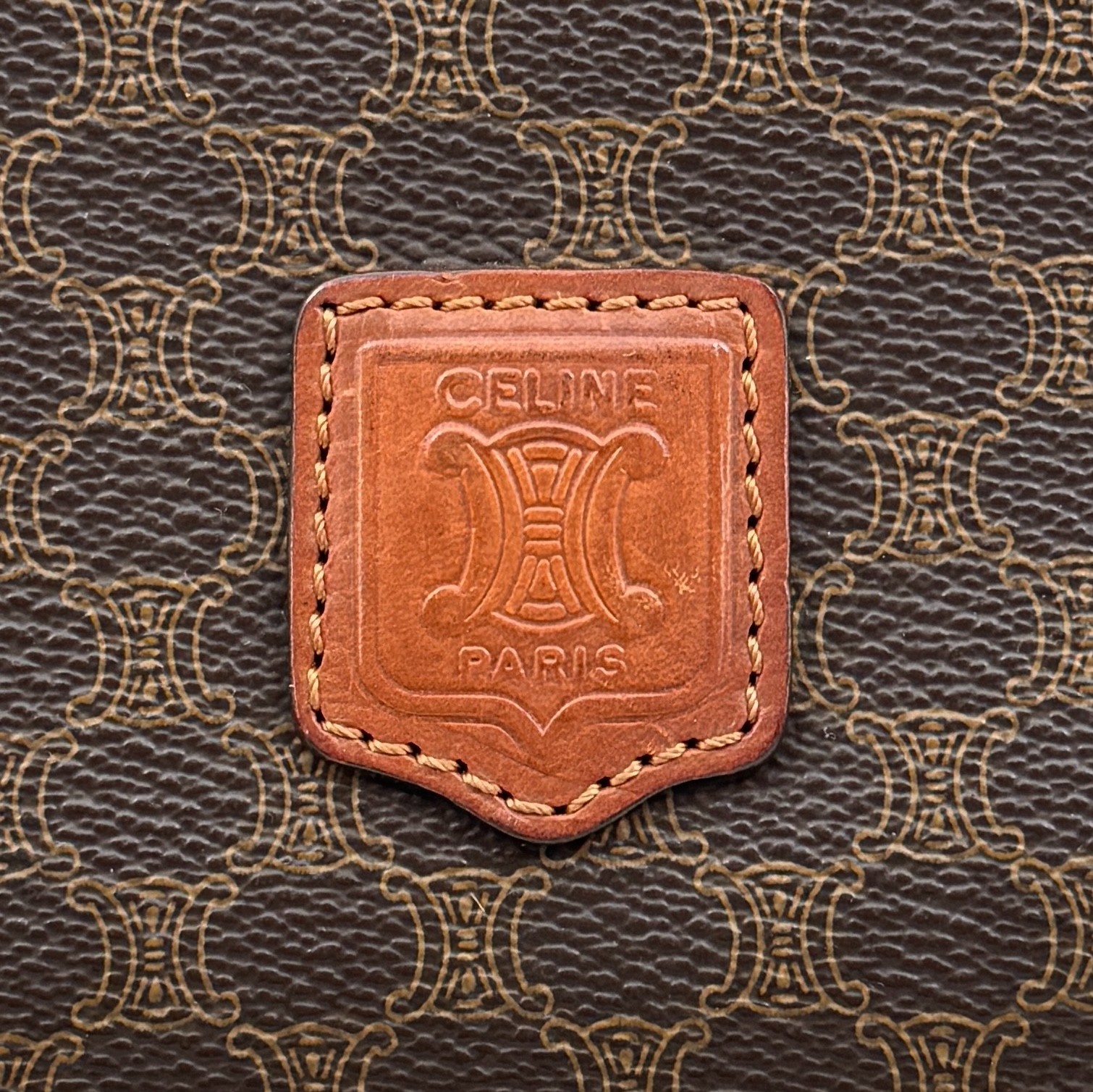 Vintage CELINE Macadam Flap clutch Bag Purse Pouch Brown