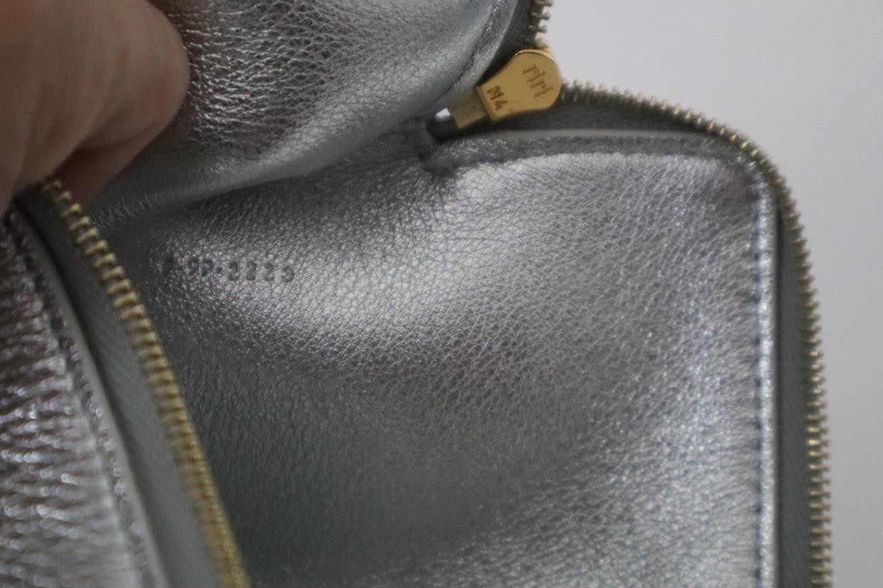 NIB CELINE Silver Leather Pouch/Wristlet Clutch Bag