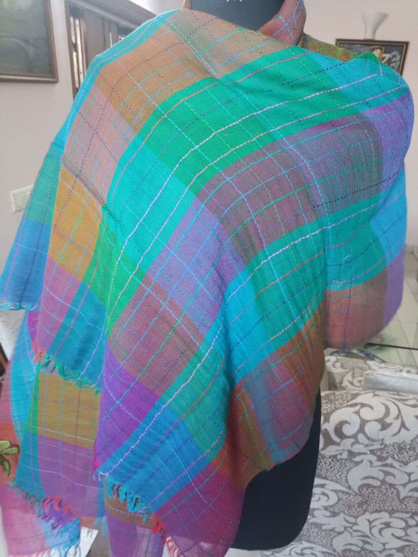 PESTEL Redish PLAID CHECK 100% CASHMERE PASHMINA SHAWL/WRAP ~ 12 DESIGNS CHOICE