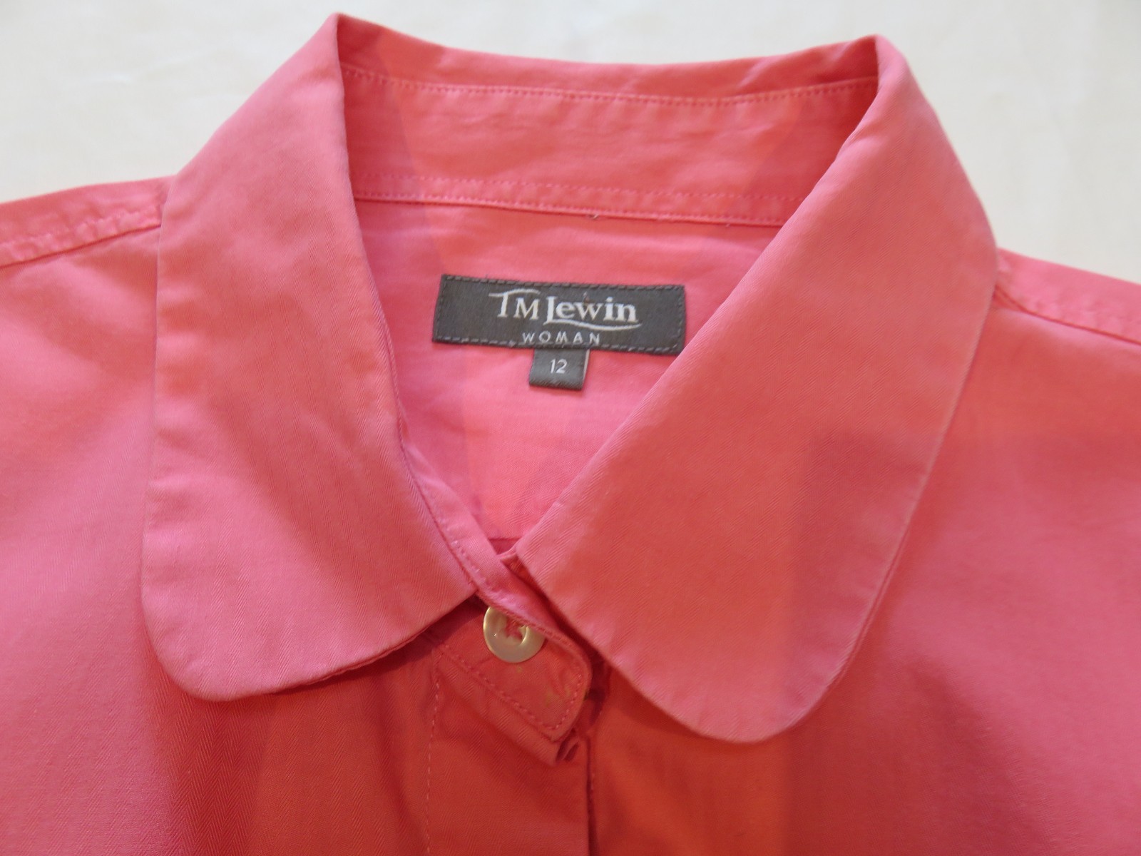 TM LEWIN WOMAN SALMON PINK BEAUTIFUL TAILORED LONG SLEEVE COTTON SHIRT UK 10 -12
