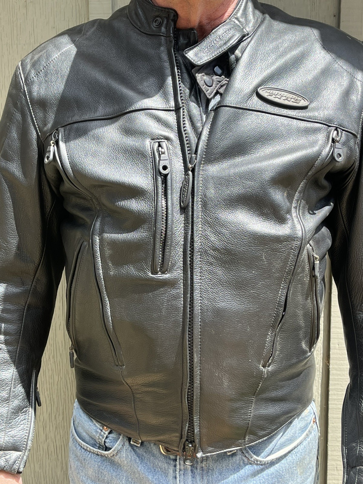 “03Harley Davidson FXRG Triple Vent System Leather Jacket w/Zip Out Liner Size S