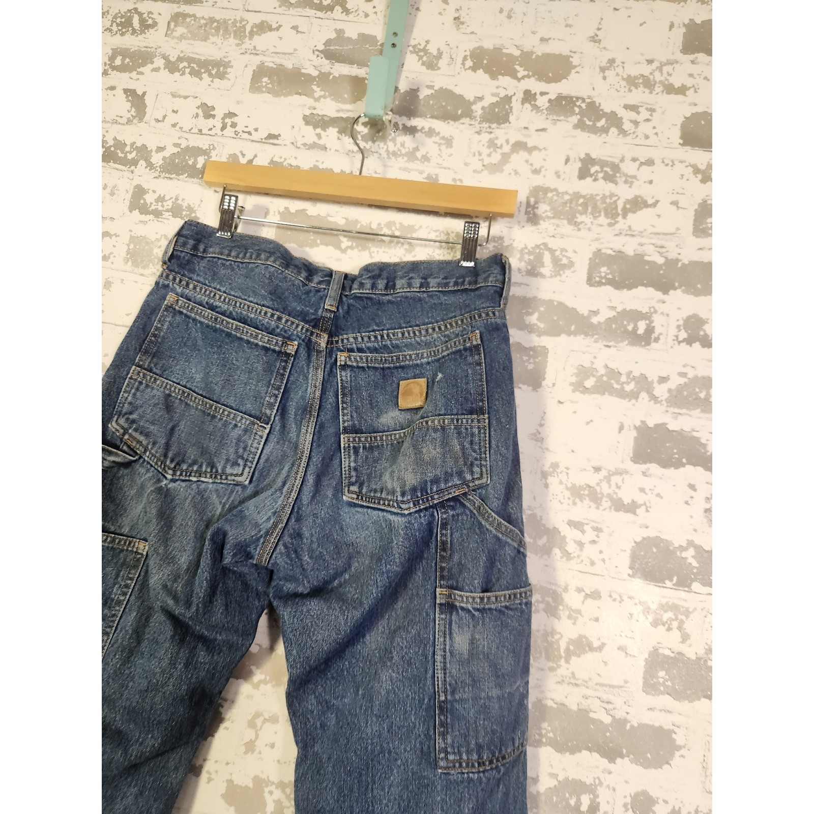 BERNE Mens Carpenter Jeans Size 30×30 Blue Denim Red Flannel Lined Workwear Pant
