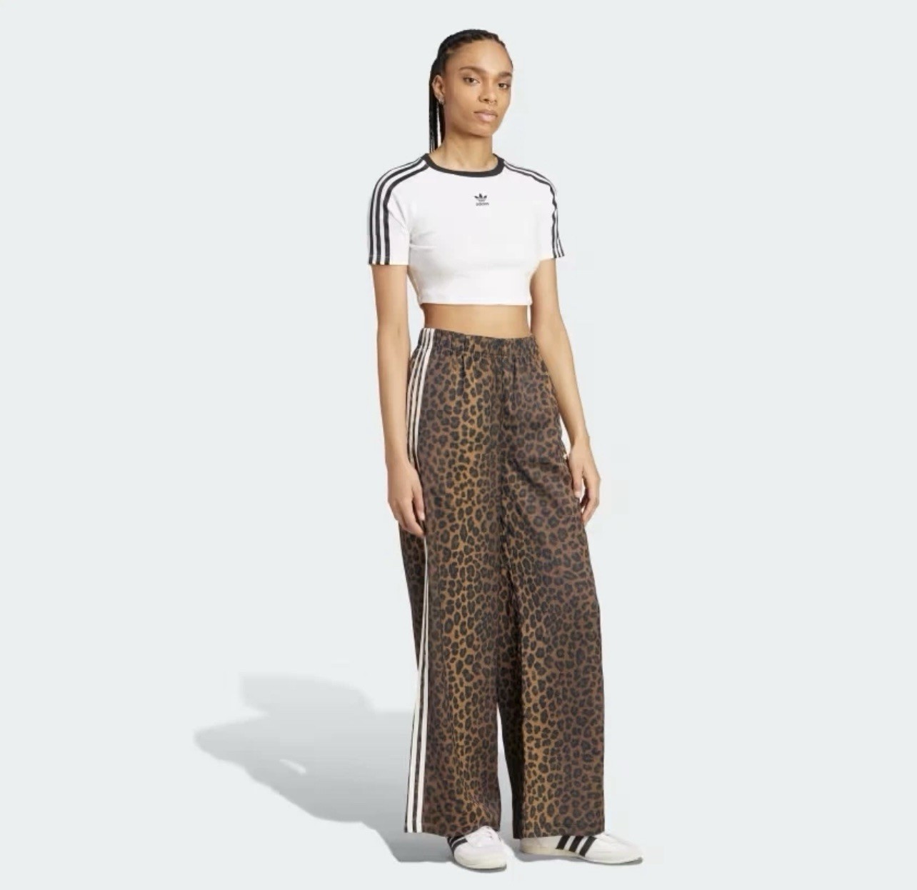*Adidas ‘Leopard Print’ Satin Wide Leg Track Pant | size S | KA2666 Women’s