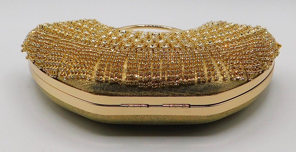 New Rhinestone Evening Handbag Handle Tassel Wedding Party Clutch Purse Gold5280