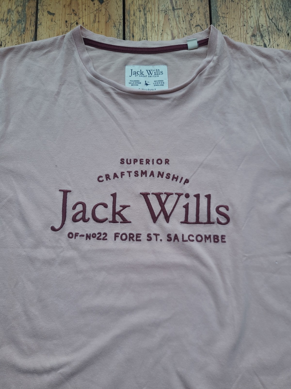 Jack Wills T Shirt Womens Size 14 Rose Pink BF Graphic Print T Set In Sleeve Top