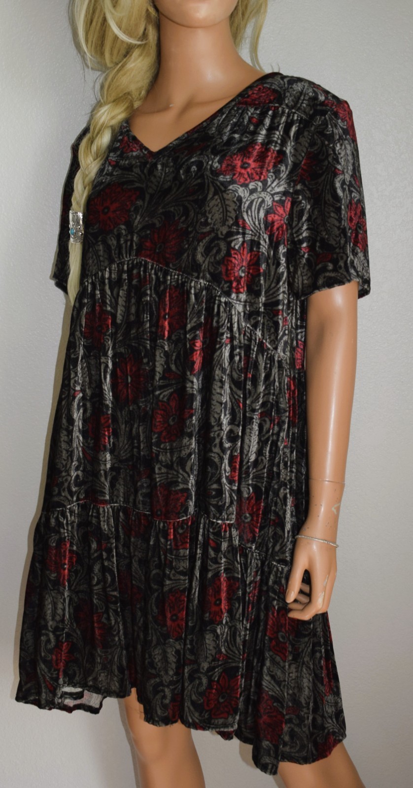 NWT DOUBLE D RANCH Greystone Chapel Velvet Tunic Dress Large