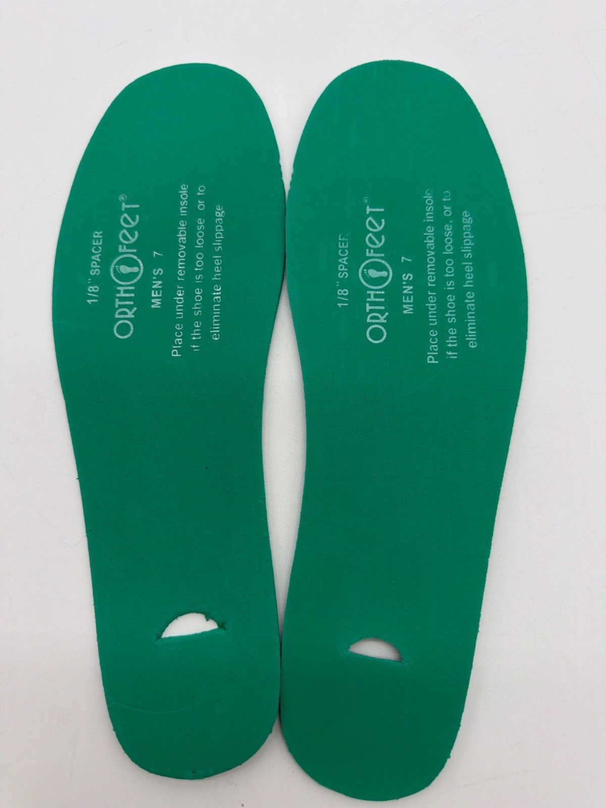Orthofeet Men’s Size 7 Insoles 1/8″ Spacer Heel Grip Shoe Inserts Removable