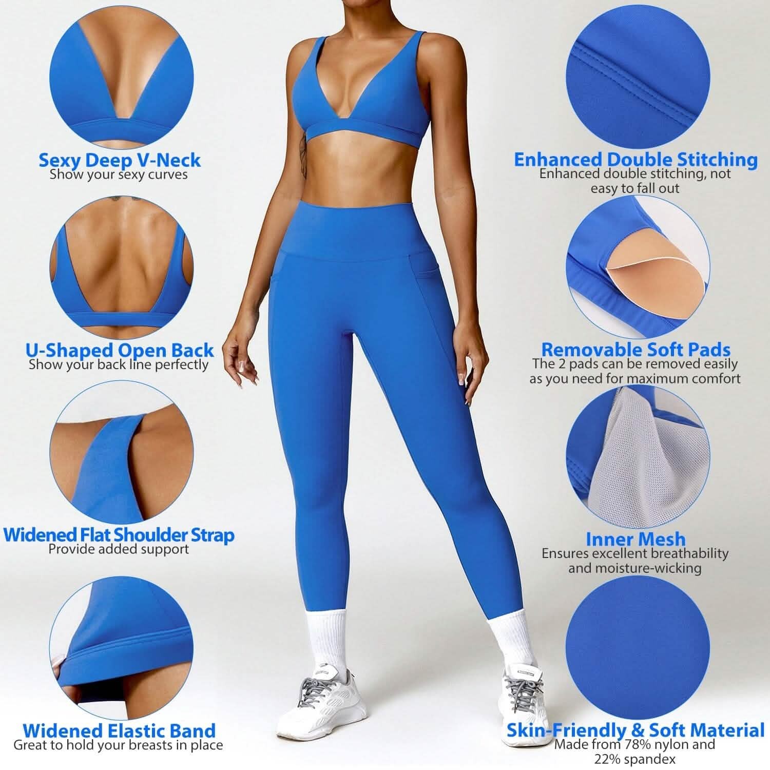 Women’s Deep V-Neck U-Shaped Back Sports Bra