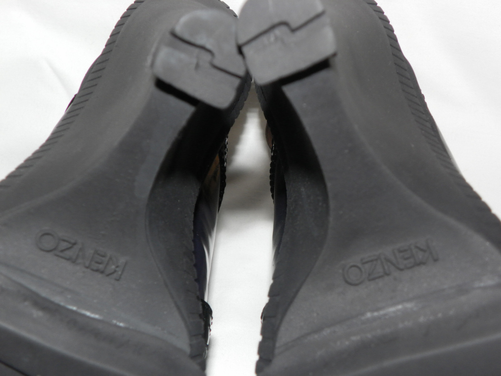 KENZO WEDGE CLOG BLACK & DEEP PURPLE HIGH HEEL WEDGE LEATHER SANDALS Sz. 38