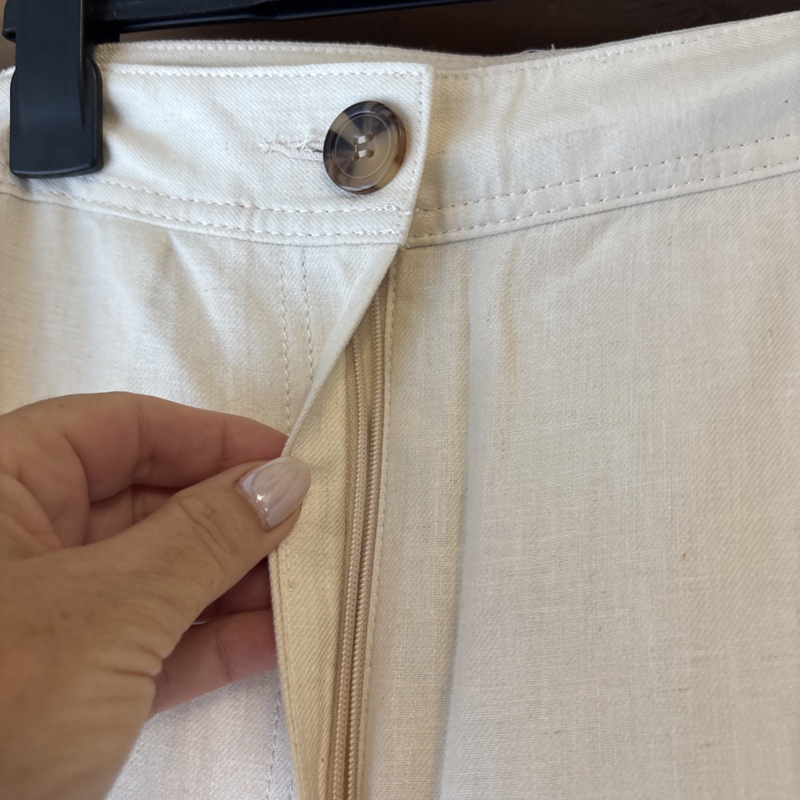 BNWOT Marks & Spencer Beige Linen Mix Wide-Leg tailored Trousers Size 16 Long