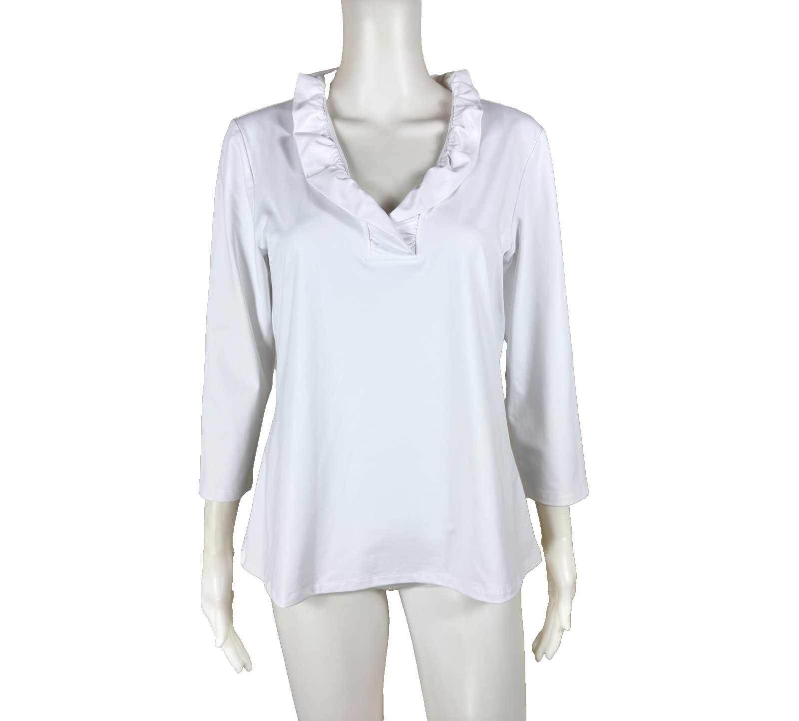 J. McLAUGHLIN Durham Top Catalina Cloth Ruffle Size Large Solid White – NTSF