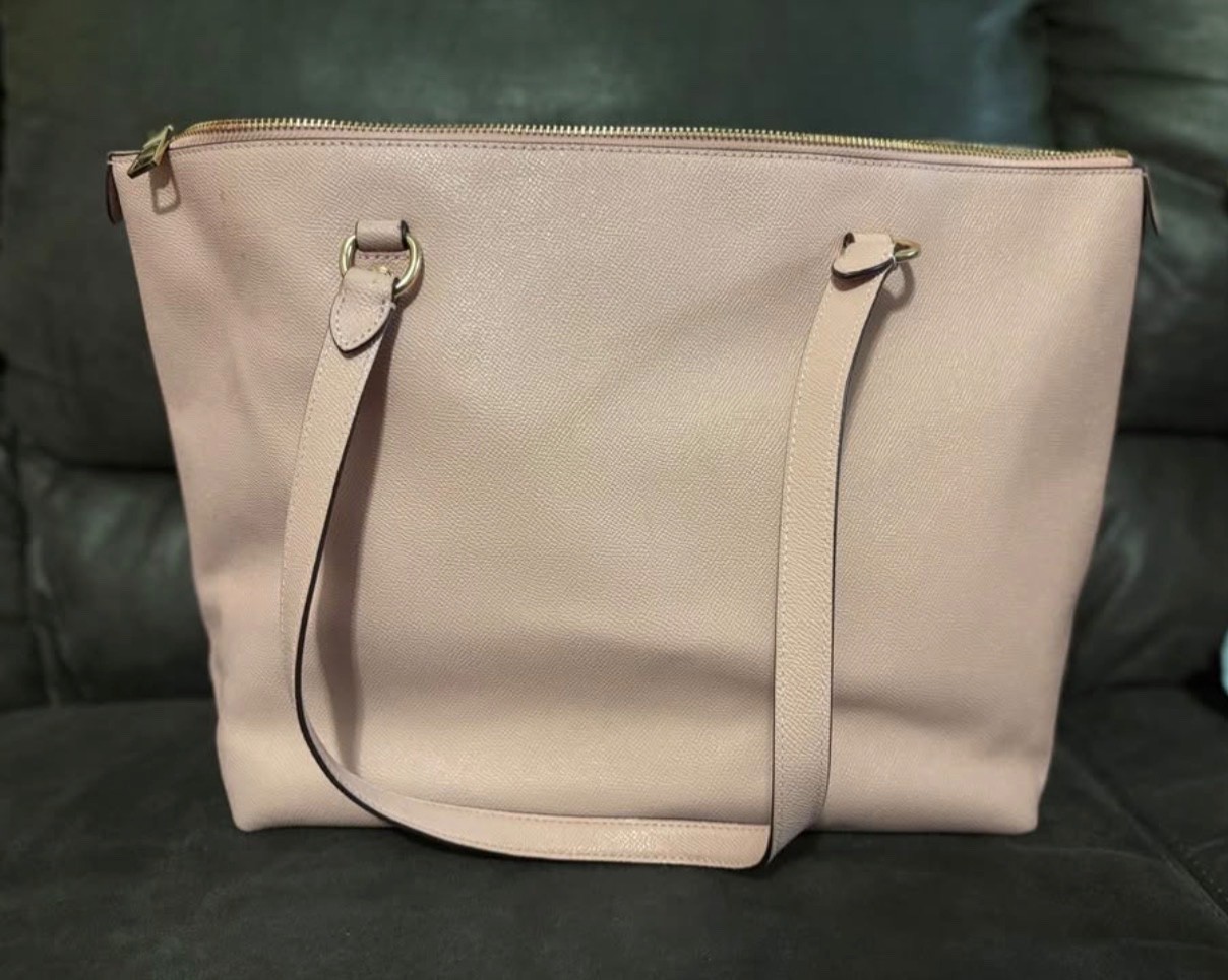 coach handbag blush pink with bag charm