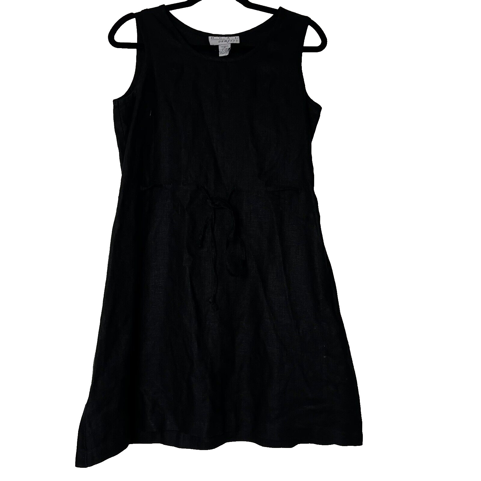 Women Dress 12 100% Linen Sleeveless Black sheath Real Comfort Summer Lagen
