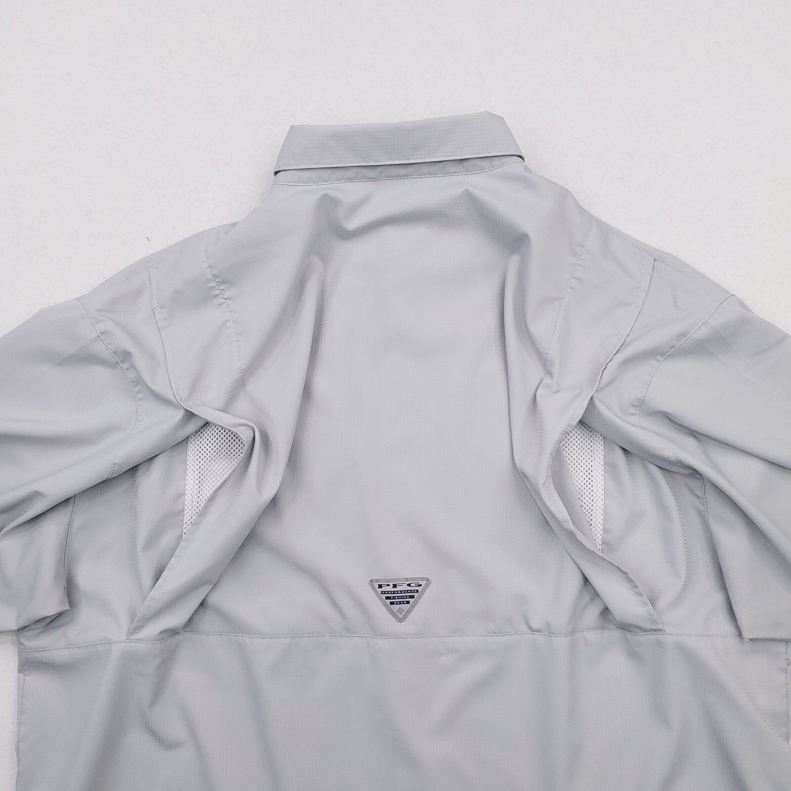 Columbia Shirt Mens Extra Large Gray PFG Performance Vented Caped Outdoor Fish