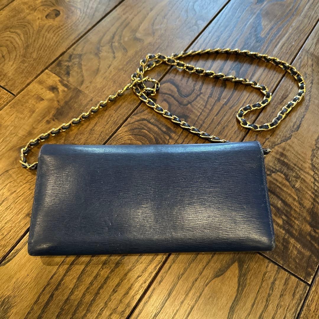 Prada Saffiano Leather Chain Wallet Gold Shoulder Bag 21cm 8.3in W 10cm 3.9in H