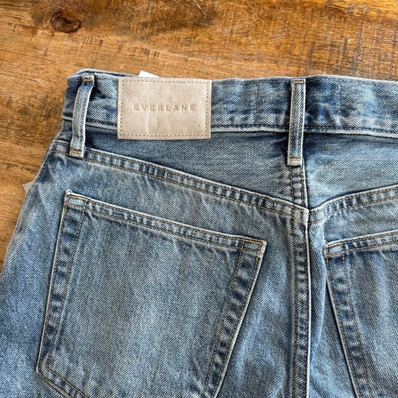 Everlane Rigid Way High Denim Jean Short High Rise Button Fly Medium Wash Sz 26