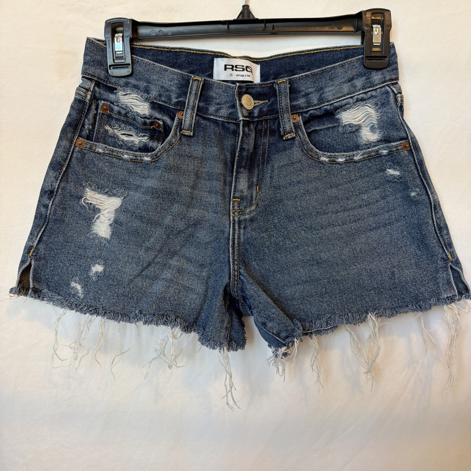 RSQ Women’s Denim Dark Blue Cut-off Jean Shorts, Size 25, Vintage A-Line