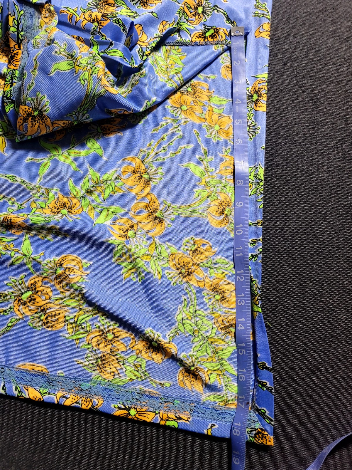 Vintage 60s 70s Blue Yellow Floral Maxi Leg Slits Sleeveless Size M Pocket Zip