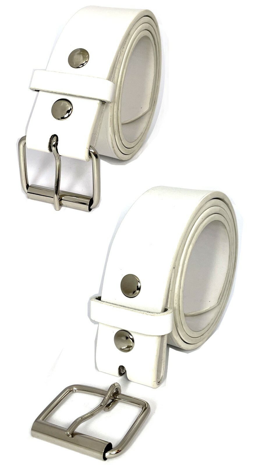 Snap On White Leather Belt with Buckle – Size L 37″-41″