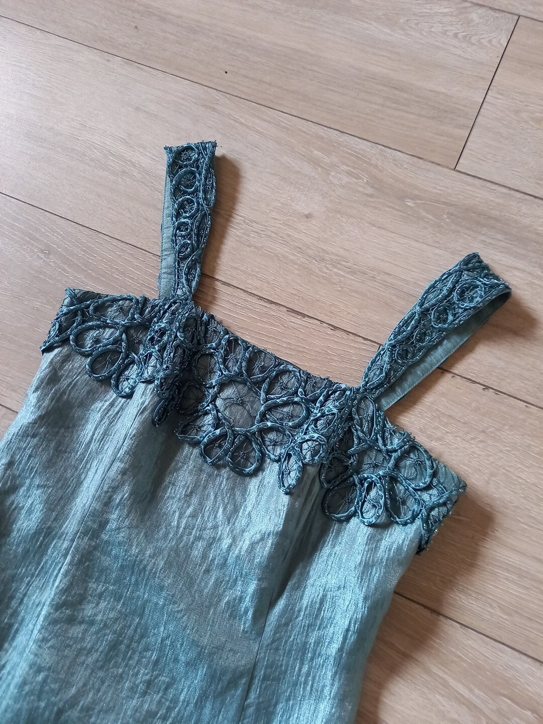 Gina Bacconi Duck Egg Dress & Jacket Faux Silk Embellished Wedding Occasion UK8