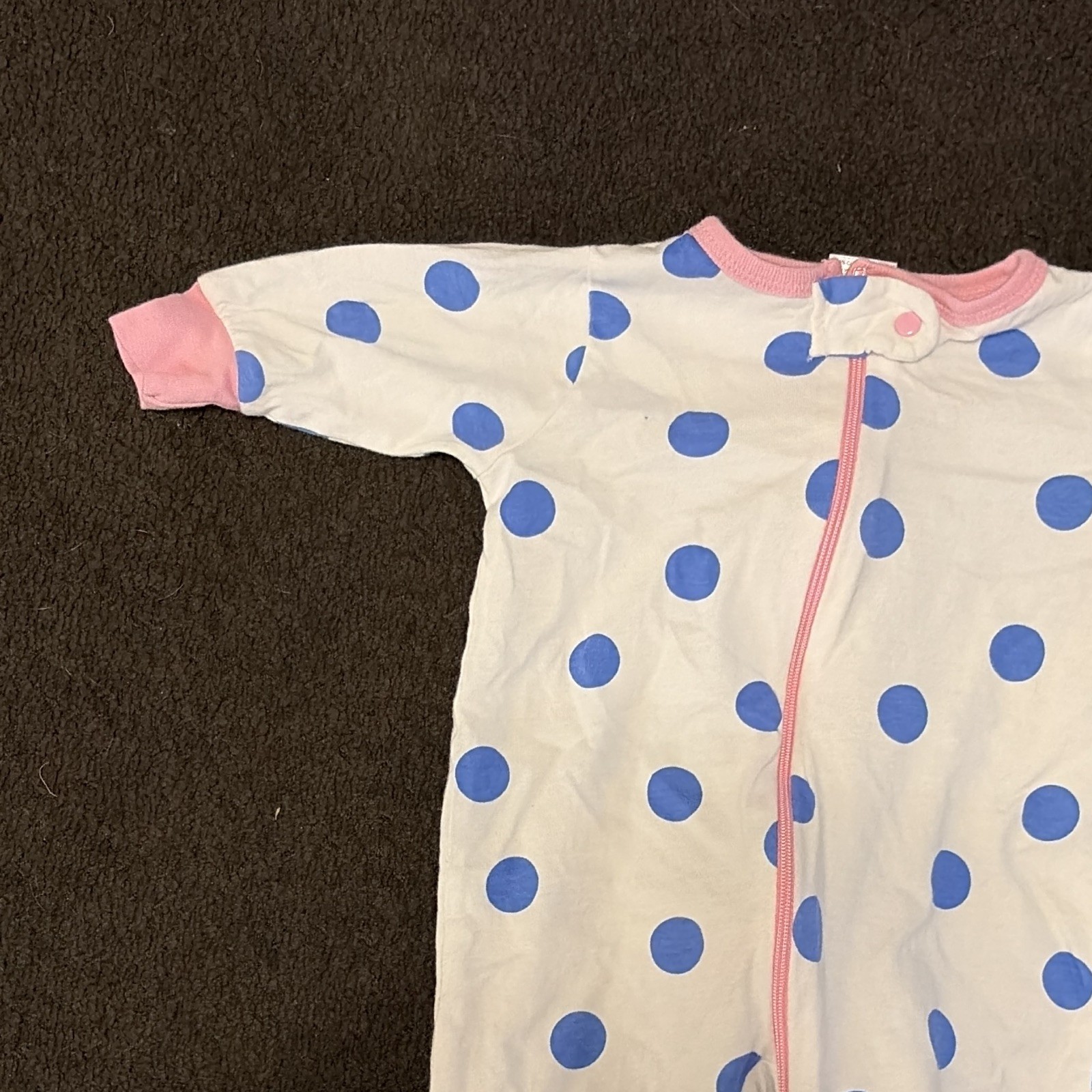 One piece Footed Zip One Piece Sleeper Long Sleeve Polka Dot 0-3M