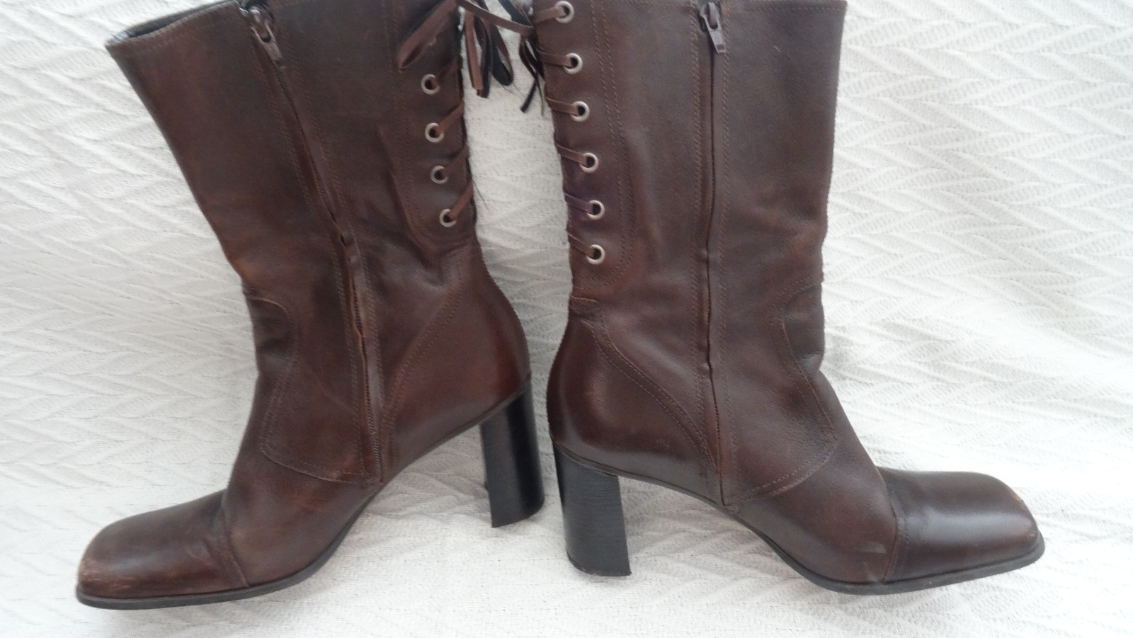 NINE WEST Women’s Rand Size 10 1/2 Medium 10.5 M Mid Calf Boots Brown Leather